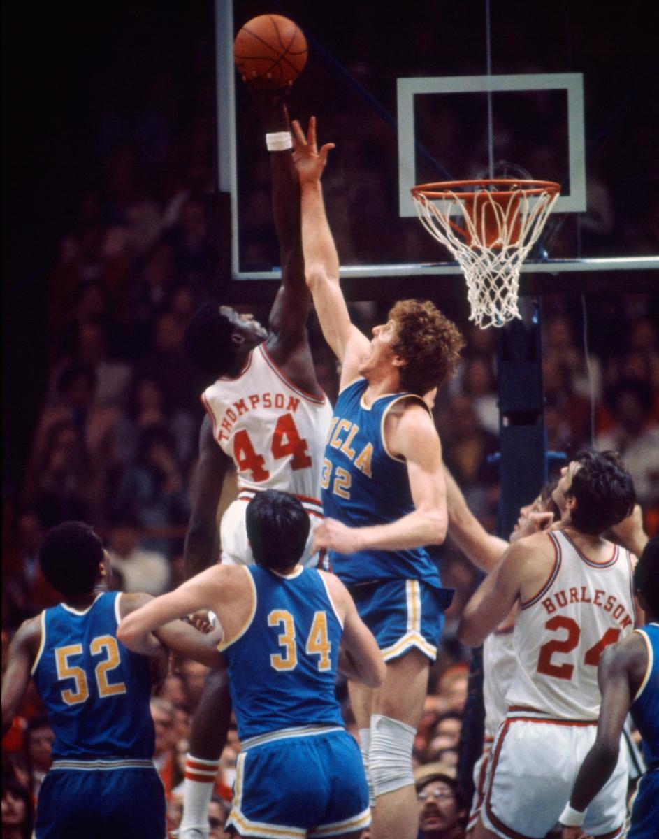 David Thompson shoots over Bill Walton in the 1974 Final Four.
