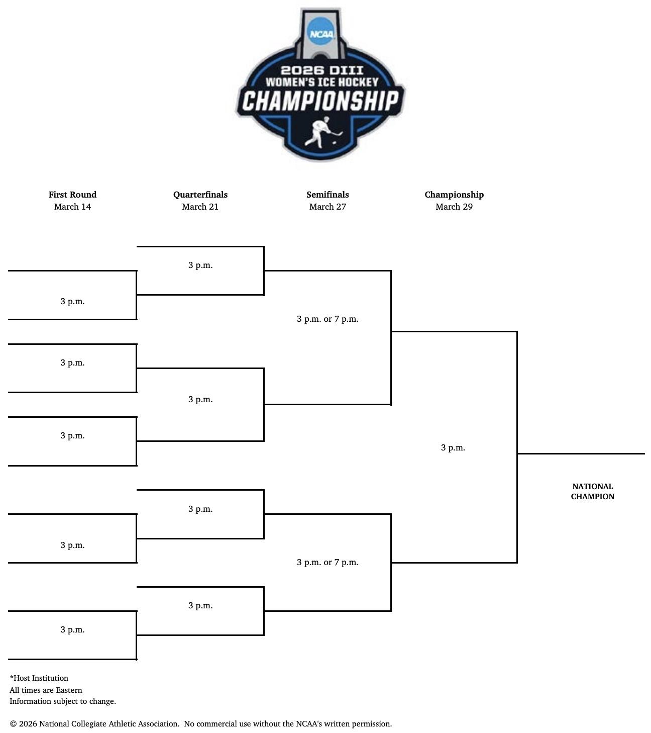 The 2026 DIII women's hockey bracket